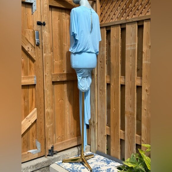 🆕 RAT & BOA 🧿 NWOT Freja Slinky Baby Blue Tie-Waist T-Shirt Mini Dress, Sz XXS - Picture 6 of 14